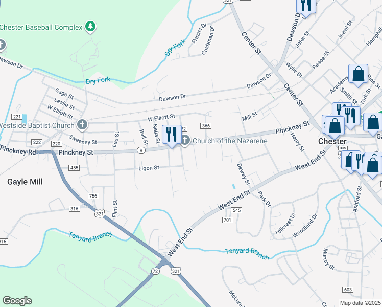 map of restaurants, bars, coffee shops, grocery stores, and more near 182 Pinckney Street in Chester