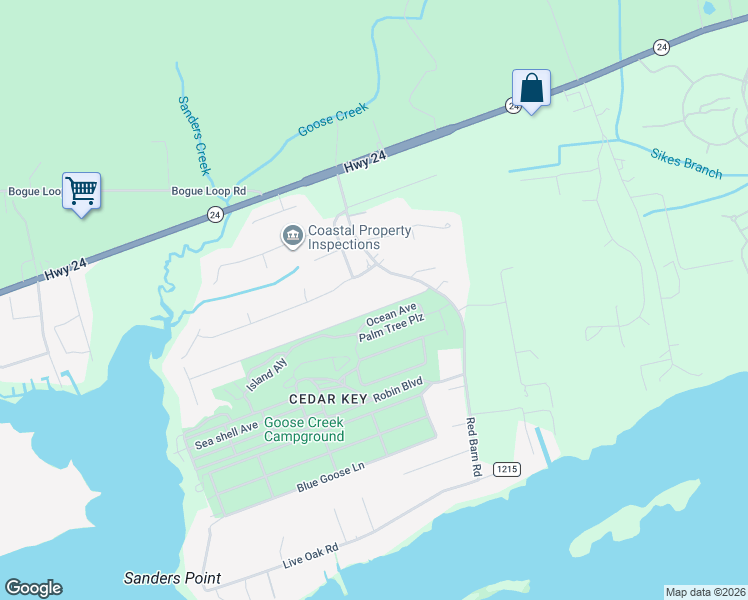 map of restaurants, bars, coffee shops, grocery stores, and more near 116 Hickory Shores Drive in Newport