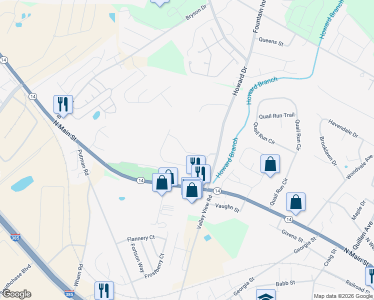 map of restaurants, bars, coffee shops, grocery stores, and more near 1124 North Main Street in Fountain Inn