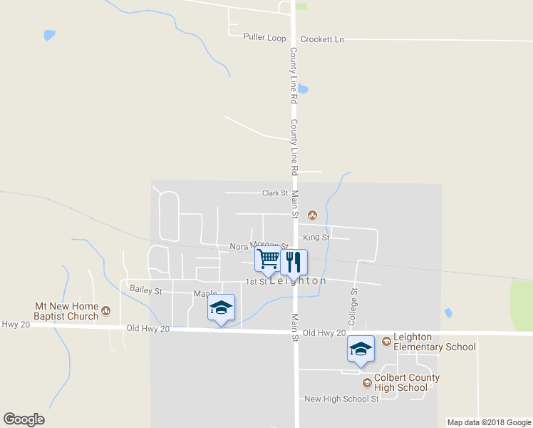 map of restaurants, bars, coffee shops, grocery stores, and more near Church Street in Leighton