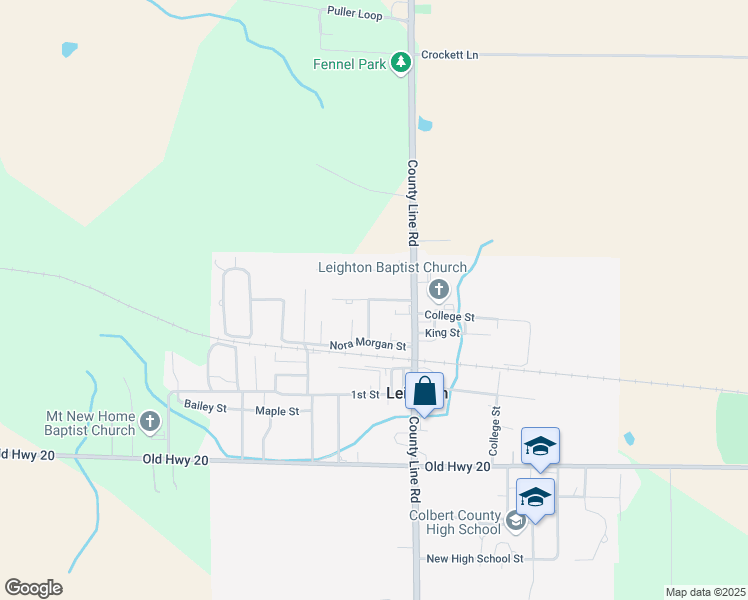 map of restaurants, bars, coffee shops, grocery stores, and more near 1840 Church Street in Leighton