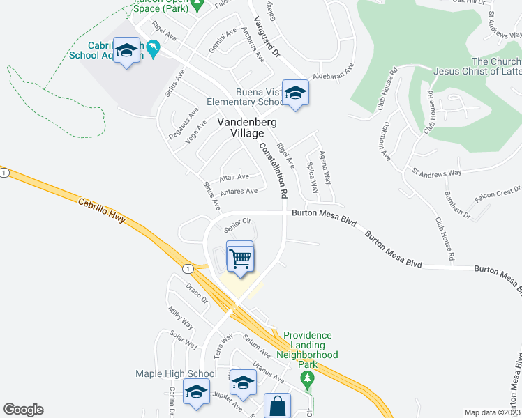 map of restaurants, bars, coffee shops, grocery stores, and more near 245 Burton Mesa Boulevard in Lompoc