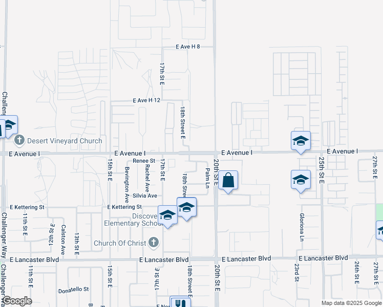map of restaurants, bars, coffee shops, grocery stores, and more near 1819 East Ivesbrook Street in Lancaster