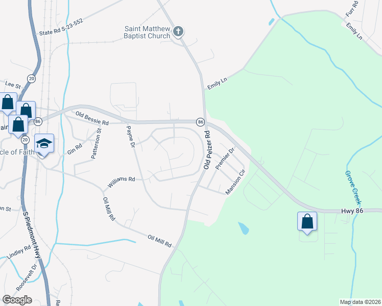 map of restaurants, bars, coffee shops, grocery stores, and more near 415 Rudd Road in Piedmont