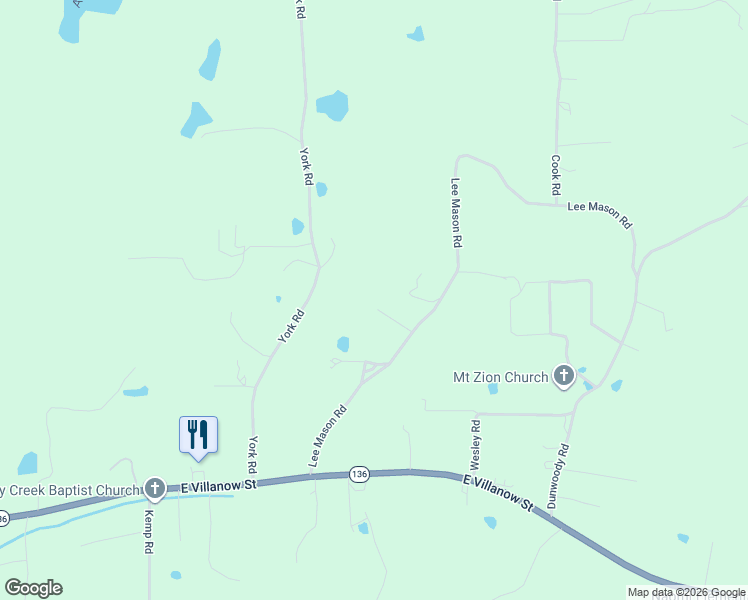 map of restaurants, bars, coffee shops, grocery stores, and more near 455 Lee Mason Road in LaFayette
