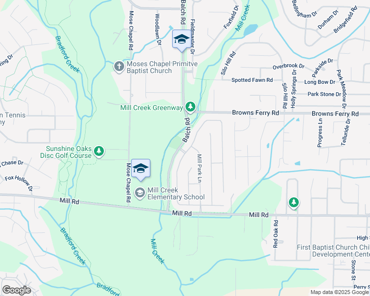 map of restaurants, bars, coffee shops, grocery stores, and more near 135 Mill Park Lane in Madison