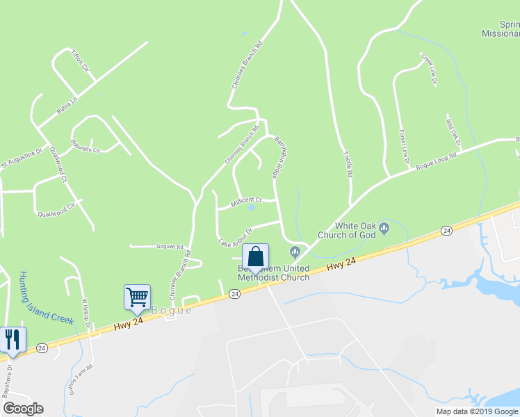 map of restaurants, bars, coffee shops, grocery stores, and more near 127 Millicent Court in Newport