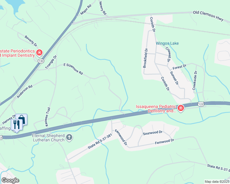 map of restaurants, bars, coffee shops, grocery stores, and more near 11075 Watson Drive in Seneca