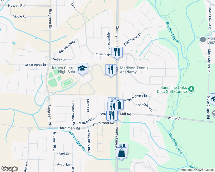 map of restaurants, bars, coffee shops, grocery stores, and more near 118 Whitworth Court in Madison