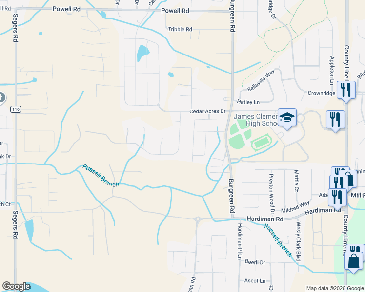 map of restaurants, bars, coffee shops, grocery stores, and more near 10306 Long Meadow Road in Madison