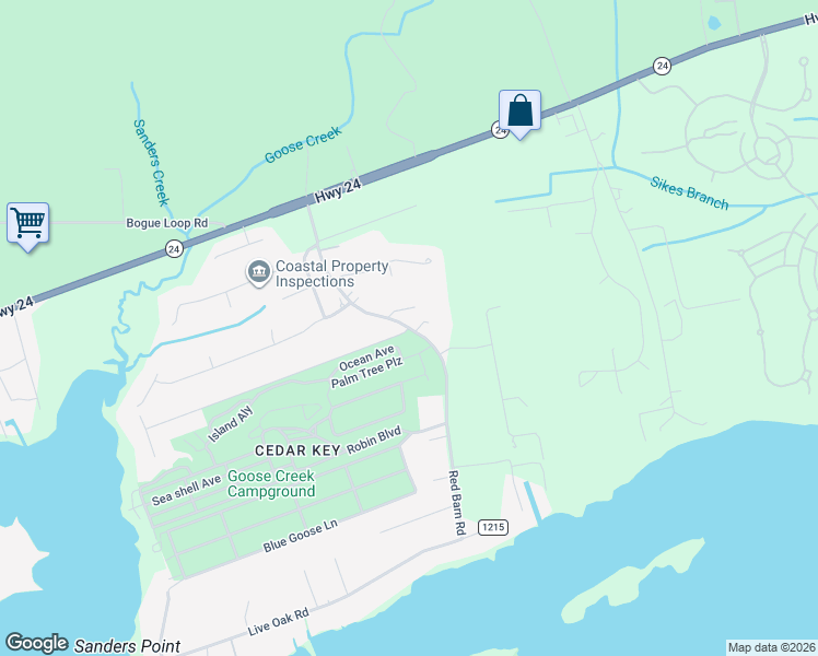 map of restaurants, bars, coffee shops, grocery stores, and more near 101 Hickory Shores Drive in Newport