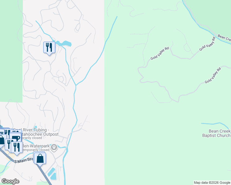 map of restaurants, bars, coffee shops, grocery stores, and more near 224 Coyote Trail in Sautee Nacoochee