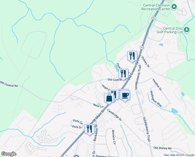 map of restaurants, bars, coffee shops, grocery stores, and more near 207 Bray Drive in Central