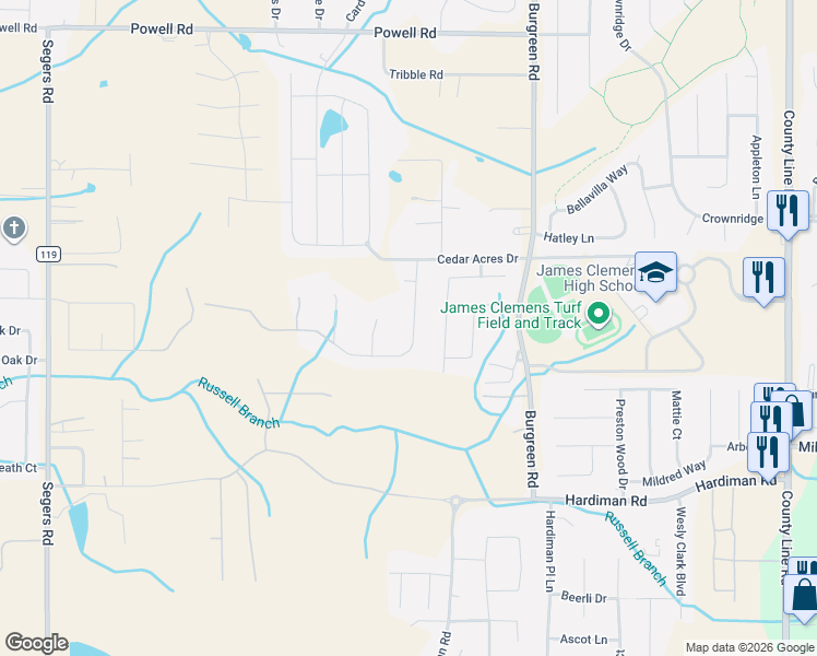 map of restaurants, bars, coffee shops, grocery stores, and more near 10397 Long Meadow Road in Madison