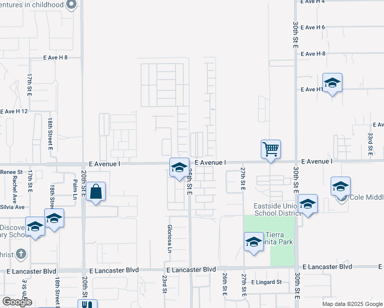 map of restaurants, bars, coffee shops, grocery stores, and more near 4 25th Street East in Lancaster