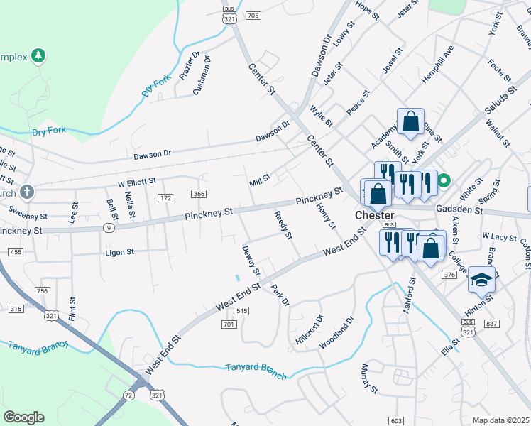 map of restaurants, bars, coffee shops, grocery stores, and more near 135 Pinckney Street in Chester
