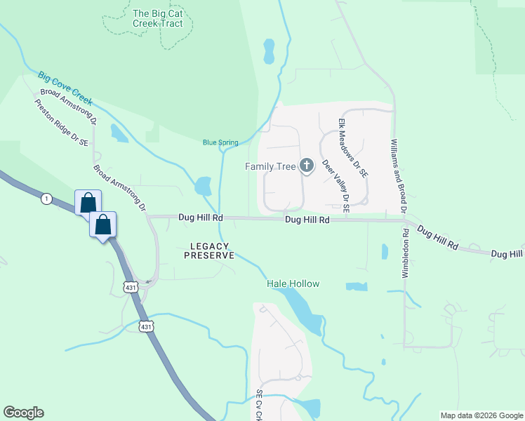 map of restaurants, bars, coffee shops, grocery stores, and more near 134 Cannes Drive Southeast in Brownsboro
