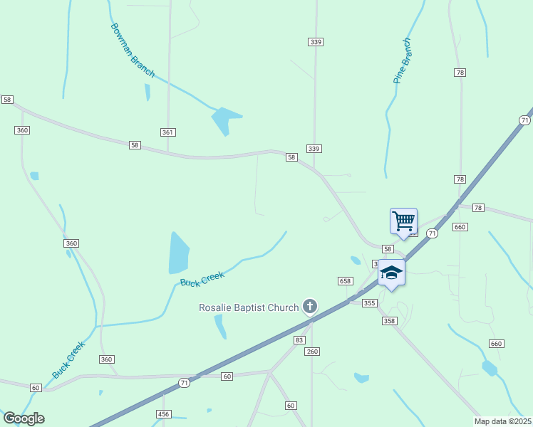 map of restaurants, bars, coffee shops, grocery stores, and more near 8300 County Road 58 in Pisgah