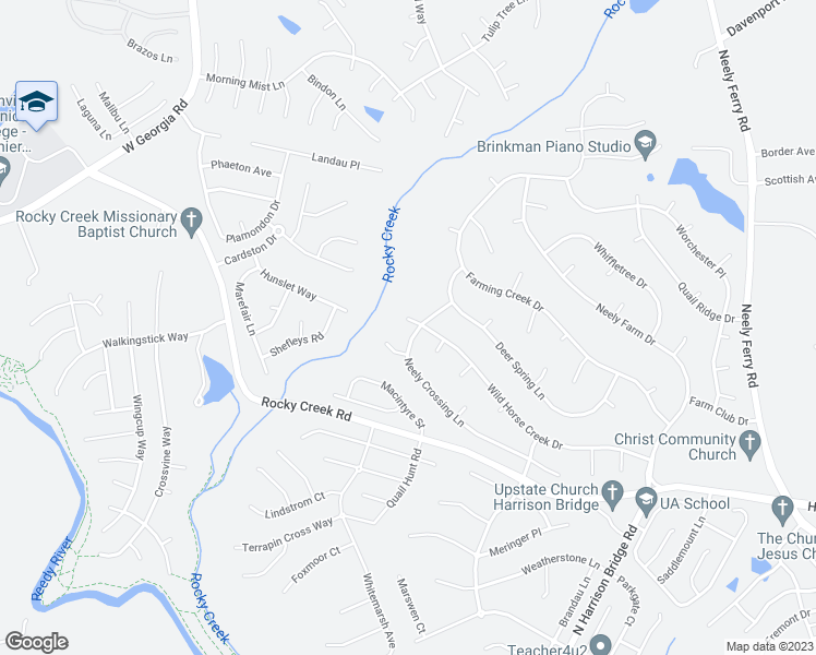 map of restaurants, bars, coffee shops, grocery stores, and more near 3 Moss Spring Court in Simpsonville