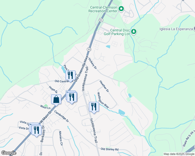 map of restaurants, bars, coffee shops, grocery stores, and more near 197 Heather Drive in Central