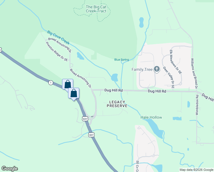 map of restaurants, bars, coffee shops, grocery stores, and more near 291 Dug Hill Road in Brownsboro