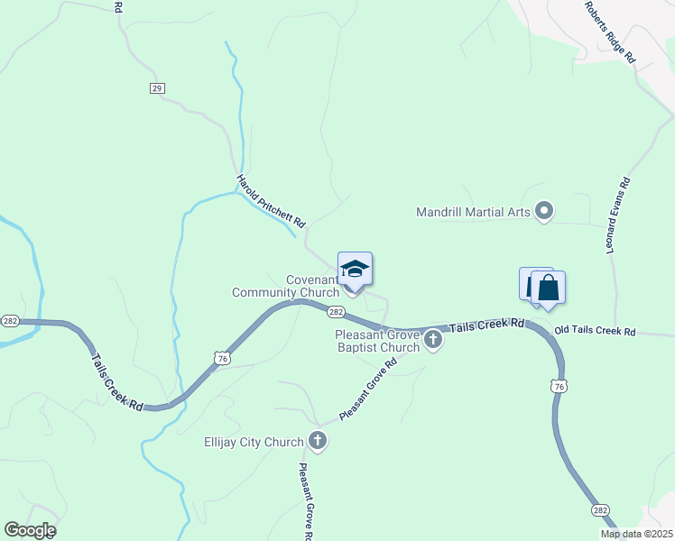 map of restaurants, bars, coffee shops, grocery stores, and more near Harold Pritcher in Ellijay