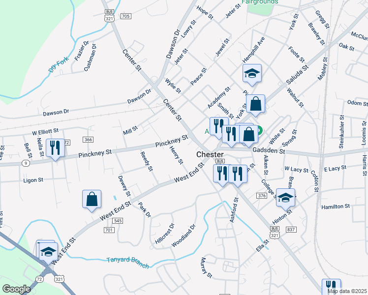 map of restaurants, bars, coffee shops, grocery stores, and more near 102 Pinckney Street in Chester