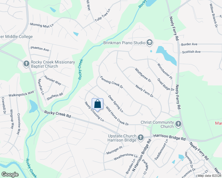 map of restaurants, bars, coffee shops, grocery stores, and more near 6 Squirrel Hill Court in Simpsonville