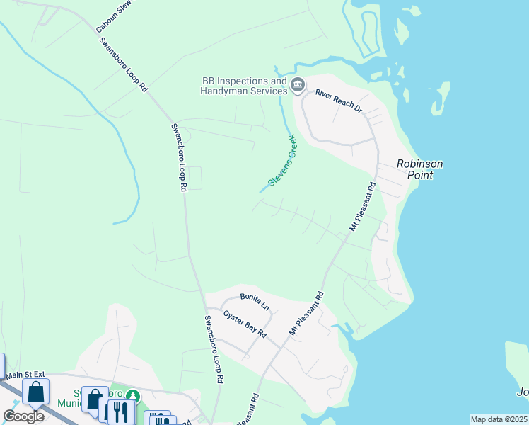 map of restaurants, bars, coffee shops, grocery stores, and more near 704 Hummingbird South in Swansboro