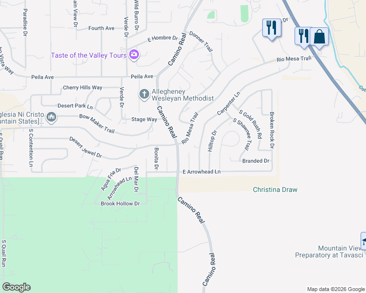map of restaurants, bars, coffee shops, grocery stores, and more near in Cottonwood