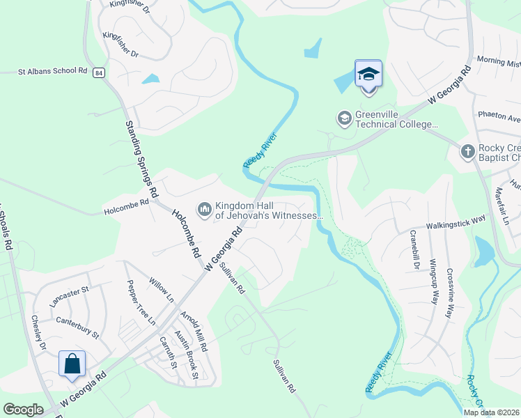 map of restaurants, bars, coffee shops, grocery stores, and more near 2 Rivereen Way in Simpsonville