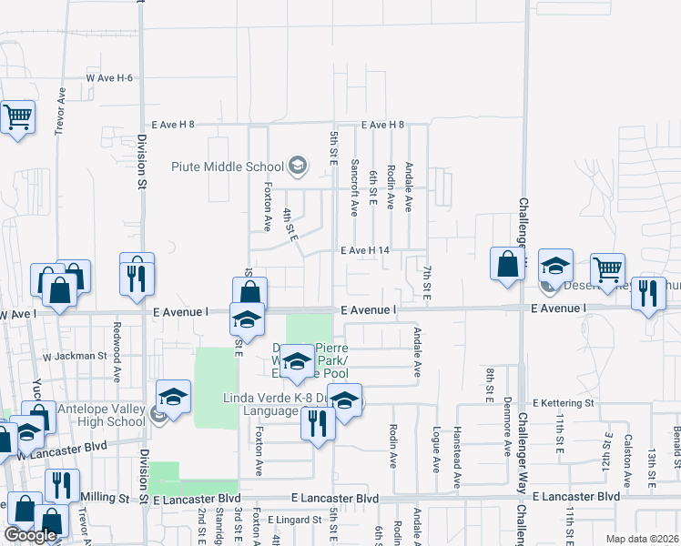 map of restaurants, bars, coffee shops, grocery stores, and more near 45249 Sancroft Avenue in Lancaster
