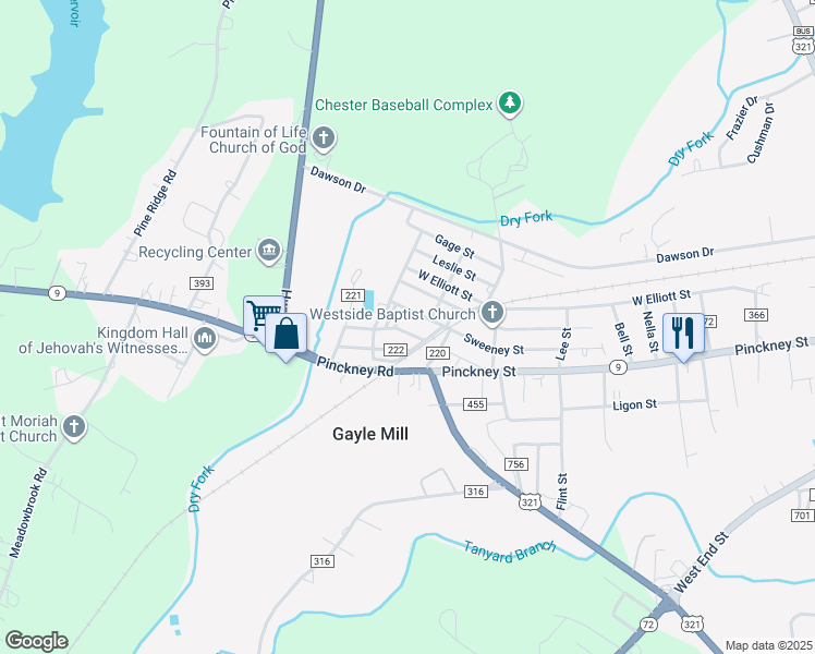 map of restaurants, bars, coffee shops, grocery stores, and more near 512 West White Street in Chester
