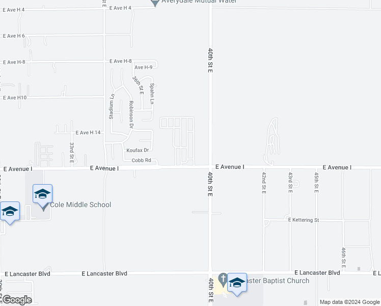 map of restaurants, bars, coffee shops, grocery stores, and more near 3753 East Avenue H10 in Lancaster