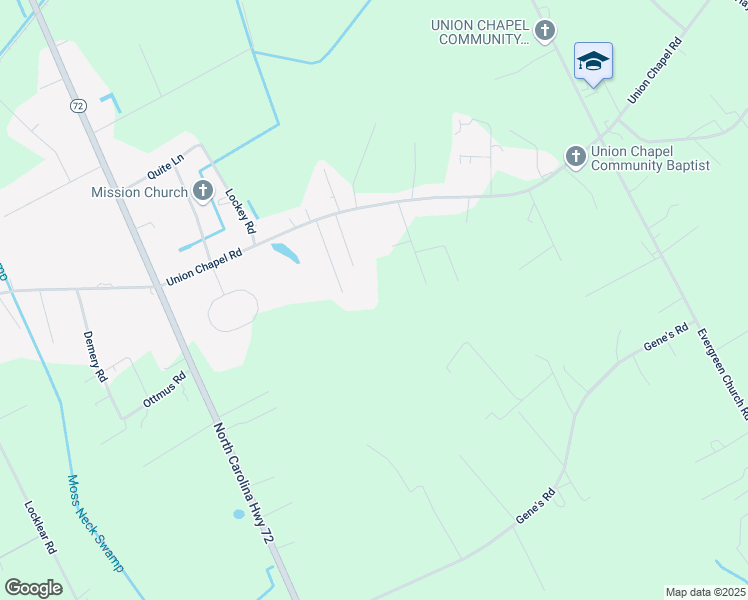 map of restaurants, bars, coffee shops, grocery stores, and more near 3568 Union Chapel Road in Pembroke