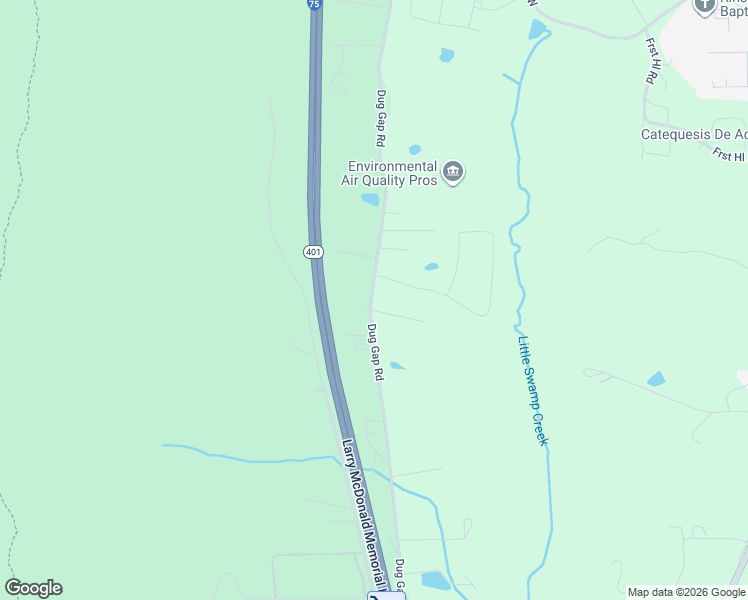 map of restaurants, bars, coffee shops, grocery stores, and more near 2720 Dug Gap Road in Dalton