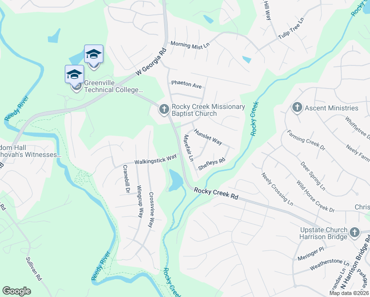 map of restaurants, bars, coffee shops, grocery stores, and more near 224 Marefair Lane in Simpsonville