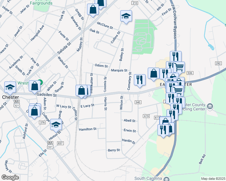 map of restaurants, bars, coffee shops, grocery stores, and more near 140 Lancaster St in Chester