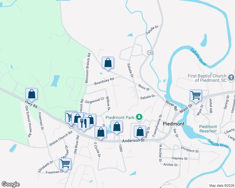 map of restaurants, bars, coffee shops, grocery stores, and more near 113 P-1-151 in Piedmont
