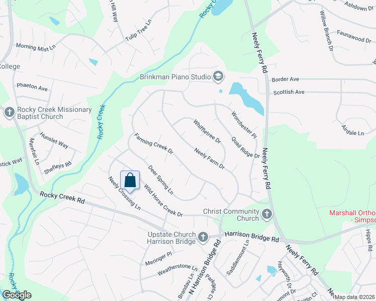 map of restaurants, bars, coffee shops, grocery stores, and more near 613 Neely Farm Drive in Simpsonville