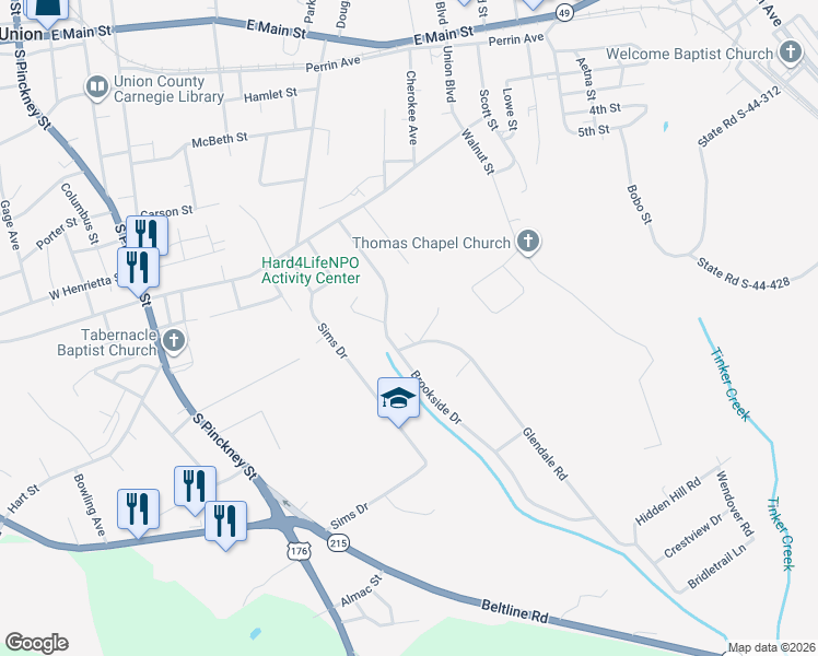 map of restaurants, bars, coffee shops, grocery stores, and more near 101 Glendale Road in Union