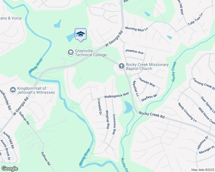 map of restaurants, bars, coffee shops, grocery stores, and more near 9 Coachwhip Court in Simpsonville