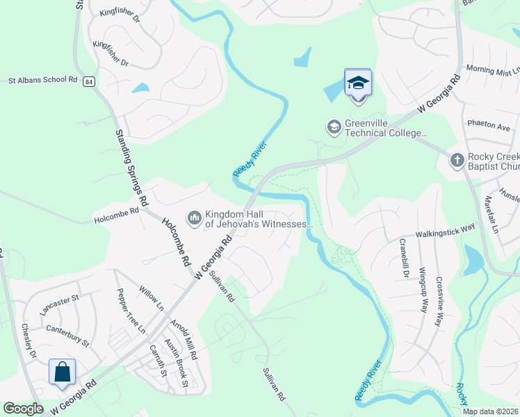 map of restaurants, bars, coffee shops, grocery stores, and more near 2 Oxbow Court in Simpsonville