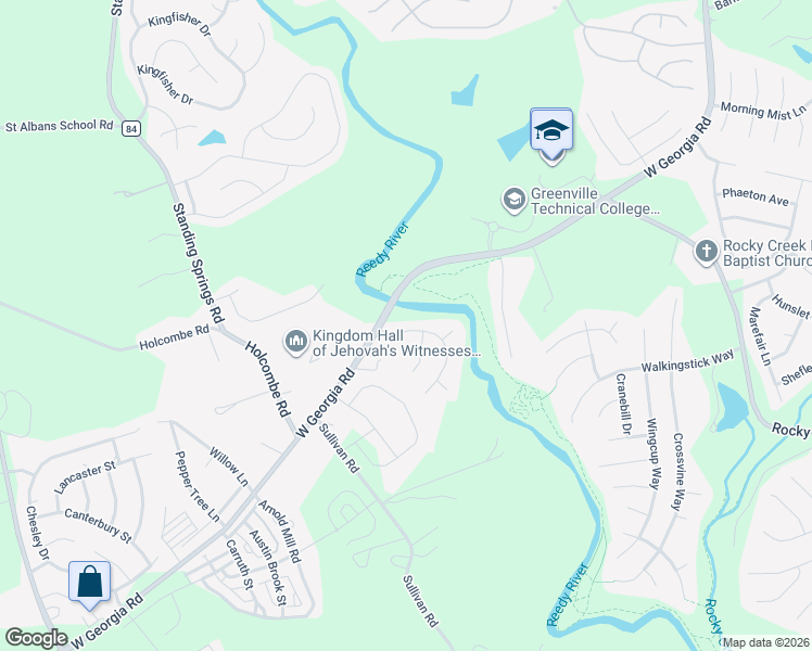 map of restaurants, bars, coffee shops, grocery stores, and more near 2 Oxbow Court in Simpsonville