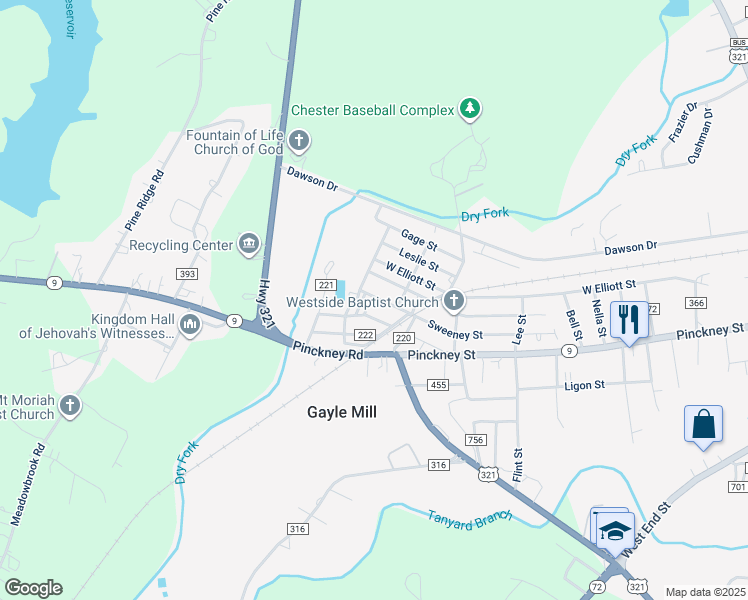 map of restaurants, bars, coffee shops, grocery stores, and more near 512 West White Street in Chester