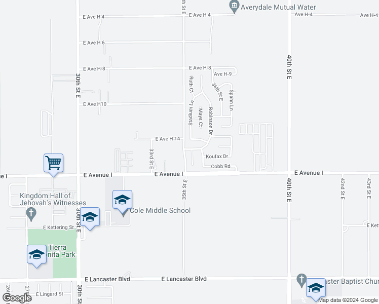 map of restaurants, bars, coffee shops, grocery stores, and more near 45251 Stadium Court in Lancaster