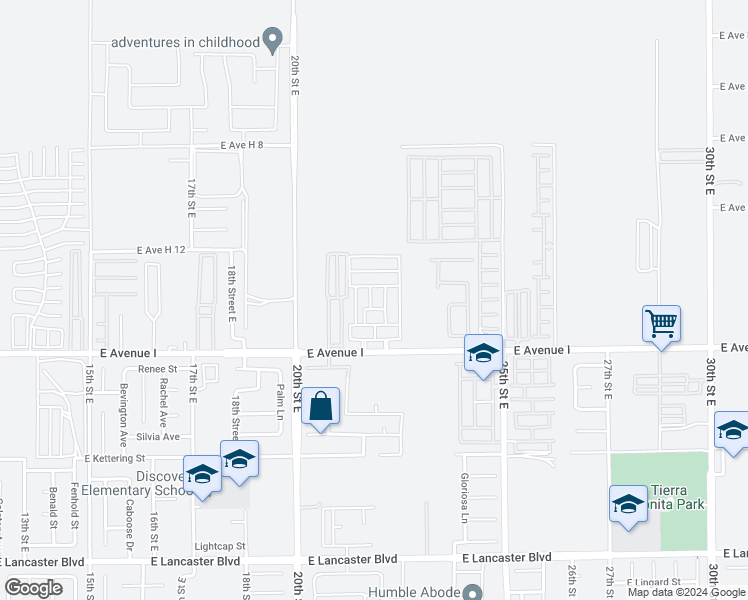 map of restaurants, bars, coffee shops, grocery stores, and more near 2121 East Avenue H10 in Lancaster