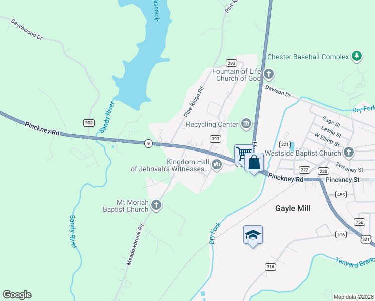 map of restaurants, bars, coffee shops, grocery stores, and more near 713 Meadowbrook Road in Chester
