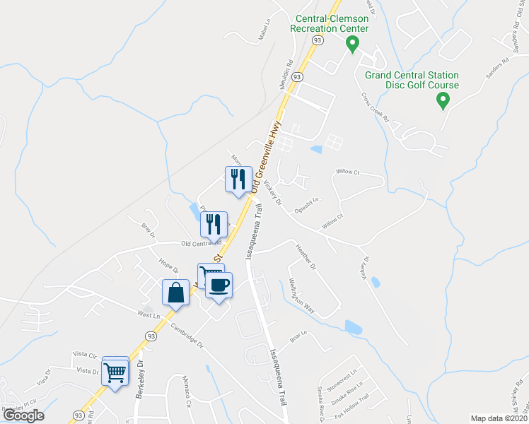 map of restaurants, bars, coffee shops, grocery stores, and more near 47 Regency Drive in Central