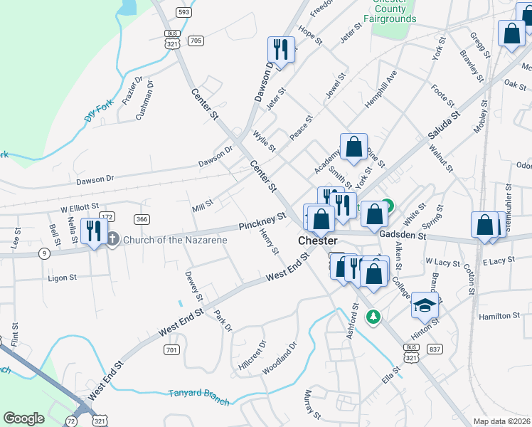 map of restaurants, bars, coffee shops, grocery stores, and more near 112 Pinckney Street in Chester